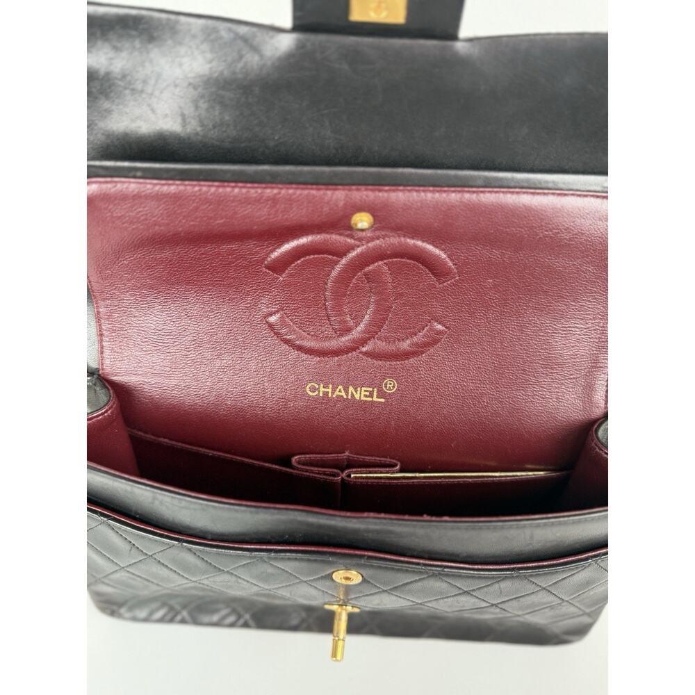 Chanel Vintage Classic Double Flap Bag Quilted Black Leather - Picture 12 of 16